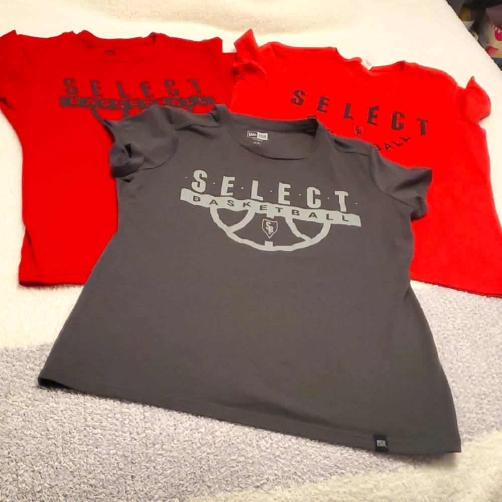 Womens LARGE Basketball T-Shirts - Gray and Red